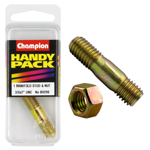 Champion Handy Pack Manifold Stud & Nut 3/8 x 2" UNC Stud - BH290