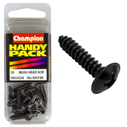 Champion Handy Pack Self Tap Washer Face Black 10G x 3/4" CST - BH756