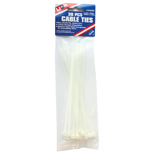 Lion Cable Ties 20pcs White - LT039ZS5