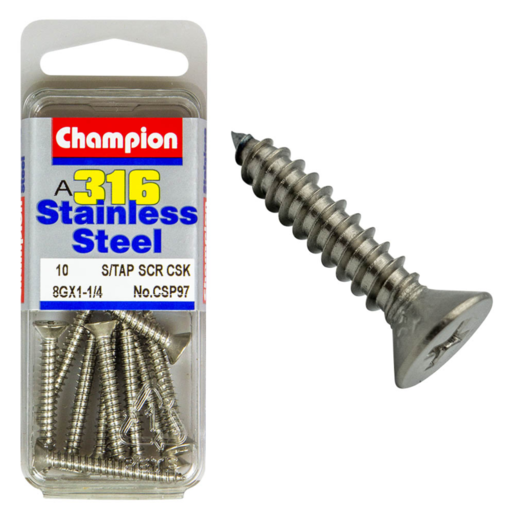 Champion 8G x 1-1/4 S/Tapp Screws-C/Sunk - CSP97