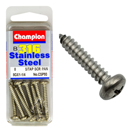 Champion 8G x 1-1/4 Self Tapp Screws-Pan - CSP93