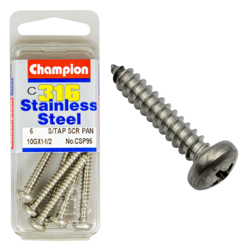 Champion 10G x 1-1/2 Self Tapp Screws-Pan - CSP95