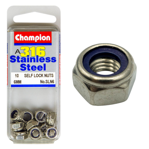 Champion 6mm Self Locking Nuts 316 - SLN6