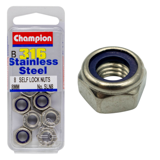 Champion 8mm Self Locking Nuts 316 - SLN8