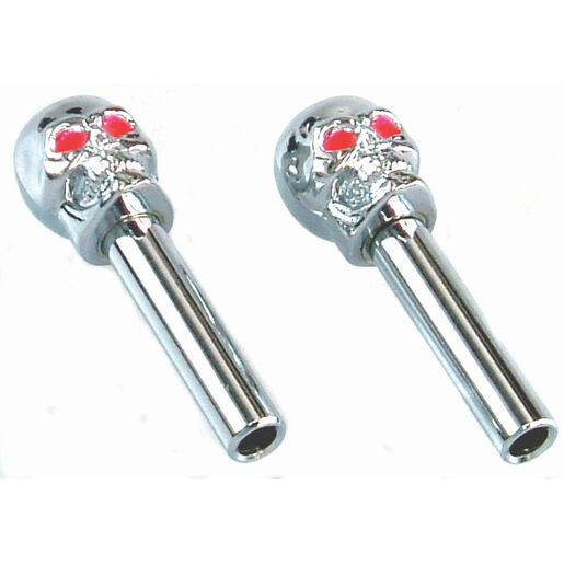 TFI Racing Door Lock Knobs Chrome Red Eye Skull - 6233