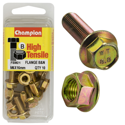 Champion Blister Flange Head Bolt M6 x 16mm - FBM21