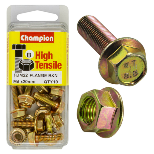 Champion Blister Flange Head Bolt M6 x 20mm - FBM22