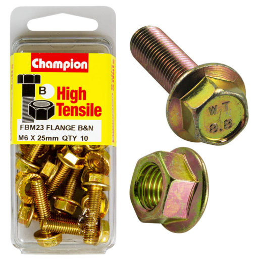 Champion Blister Flange Head Bolt M6 x 25mm - FBM23