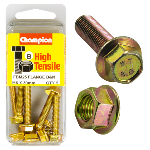 Champion Blister Flange Head Bolt M6 x 30mm - FBM25