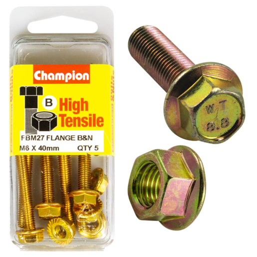 Champion Blister Flange Head Bolt M6 x 40mm - FBM27