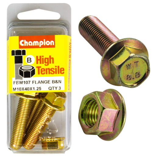 Champion Blister Flange Head Bolt M10 x 1.25 x 40mm - FBM107