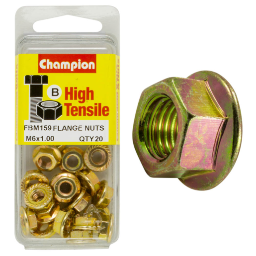 Champion Blister Flange Nut M6 x 1.0mm Nuts - FBM159