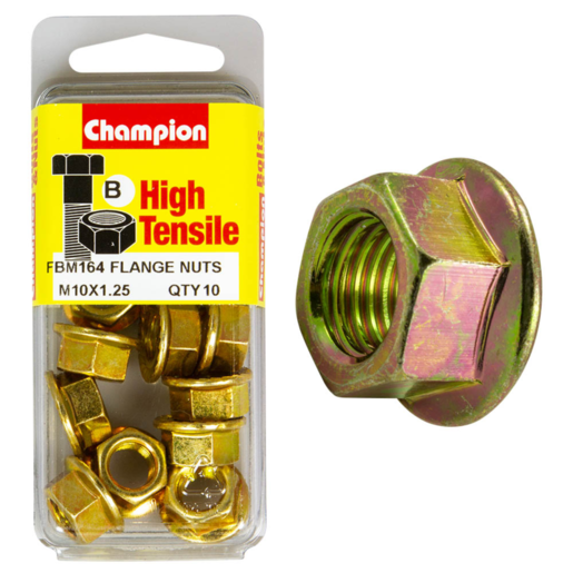 Champion Blister Flange Nut M10 x 1.25mm Nuts - FBM164