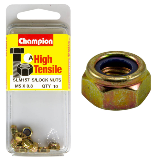 Champion Blister Nylon Insert Lock Nuts M5 x 0.8mm - SLM157