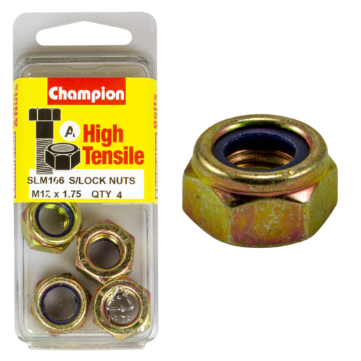 Champion Blister Nylon Insert Lock Nuts M12 x 1.75mm - SLM166