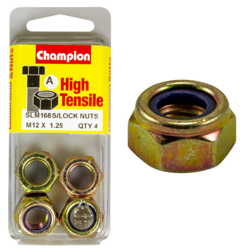 Champion Blister Nylon Insert Lock Nuts M12 x 1.25mm - SLM168