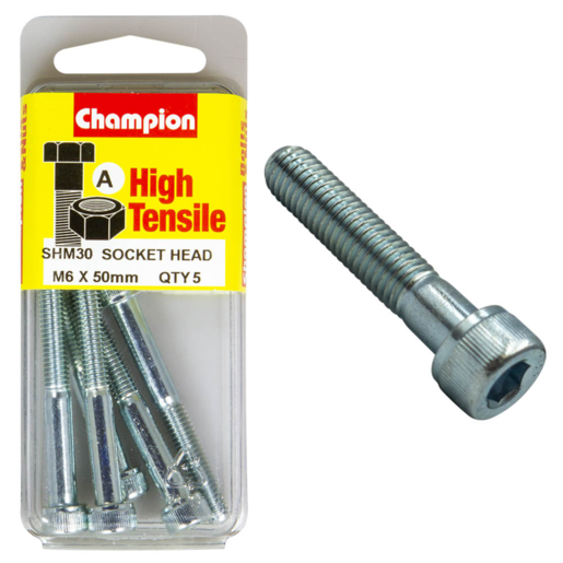 Champion Blister Metric Socket Head Screw 6 x 50mm - SHM30