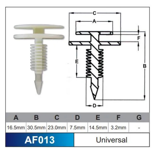 Nice Fastener Universal AF01310 (Sold Individually) - AF013-10