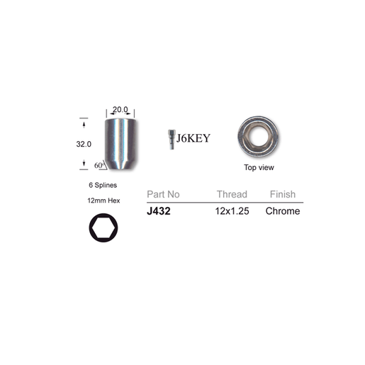 Nice Internal Hex Tapered Wheel Nut M12 x 1.25mm -J432