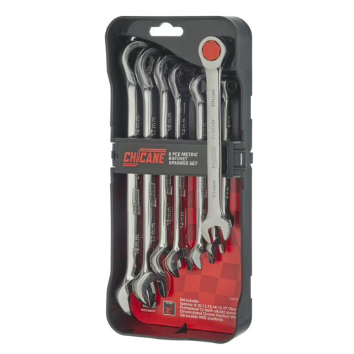 Chicane Metric Ratchet Spanner Set 8 Pieces - CH6026