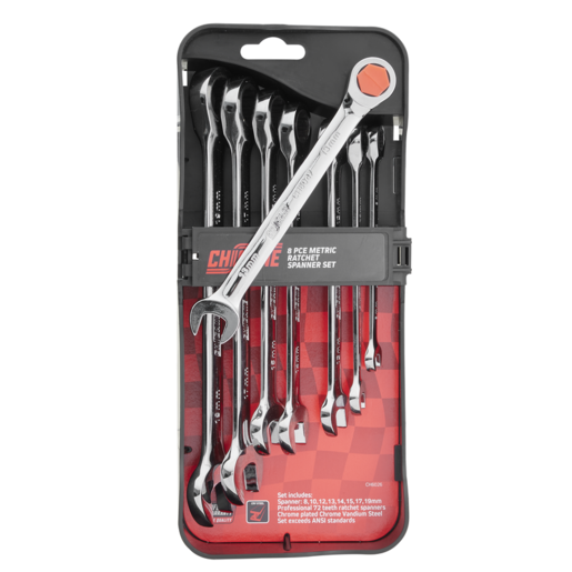 Chicane Metric Ratchet Spanner Set 8 Pieces - CH6026