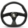 SAAS Drift Steering Wheel Leather 14inches ADR Black Flat Bottom - D1-SWB-F