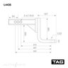 TAG Adjustable Tow Ball Mount - 297mm Long 90 Face 50mm Square Hitch