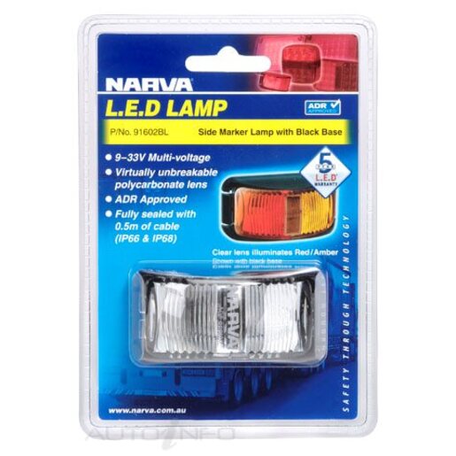 Narva 9-33V MODEL 16 LED SIDE MARKER RED/AMBER .5CB - 91602BL