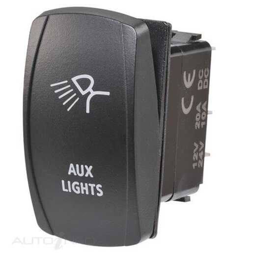 1224V OFFON L.E.D ILLUMINATED SEALED ROCKER SWITCH WITH AUX LIGHTS SYMBOL BLUE