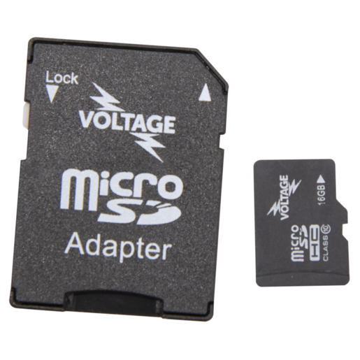 Voltage 16GB Micro SD Card with Mini Adaptor - VTSD16GB