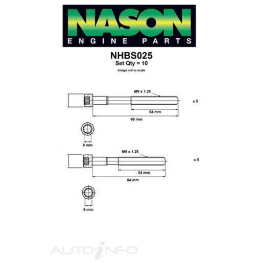 Nason Cylinder Head Bolt Set - NHBS025