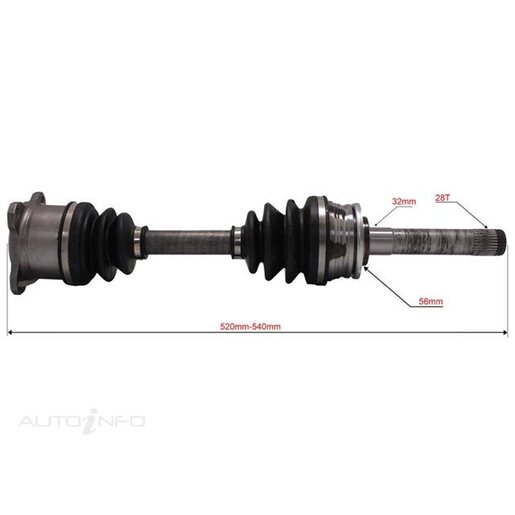 BWS Drive Shaft - Transverse/CV Shaft - B886