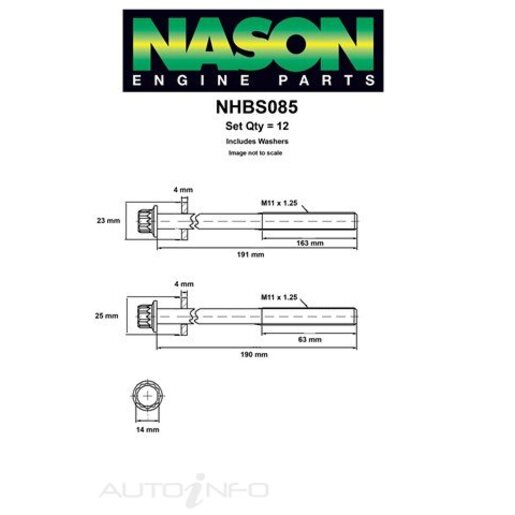 Nason Cylinder Head Bolt Set - NHBS085