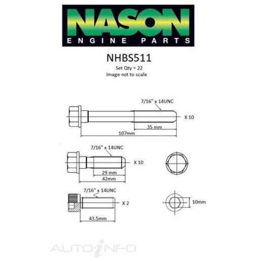 Nason Cylinder Head Bolt Set - NHBS511