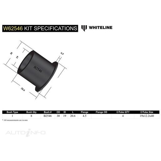 Whiteline Rear Control Arm Bush Kit - W62546