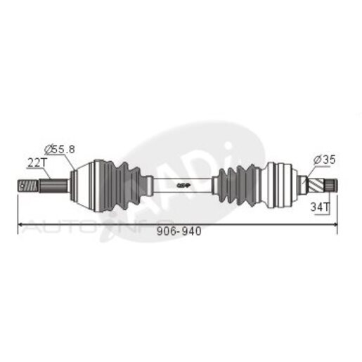 Protex Protrain - Rebrand (AADi-GSP) Drive Shaft - Transverse/CV Shaft - PSA717