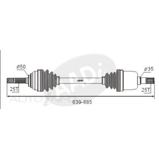 Protex Protrain - Rebrand (AADi-GSP) Drive Shaft - Transverse/CV Shaft - PSA740