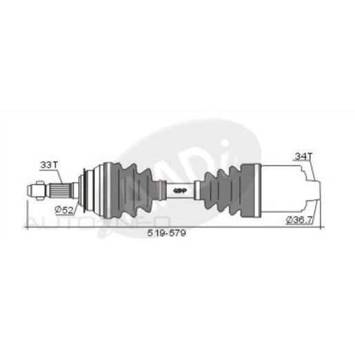 Protex Protrain - Rebrand (AADi-GSP) Drive Shaft - Transverse/CV Shaft - PSA907