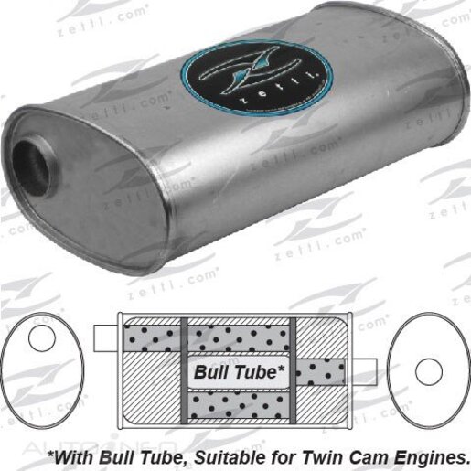 UNIVERSAL - 200X125MM 8X5 OVAL 400MM 16 LONG 50MM 2 OFFSET CENTER TRIPLE FLOW BULL TUBE MILD STEEL