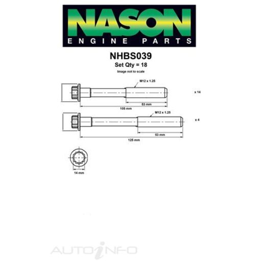 Nason Cylinder Head Bolt Set - NHBS039