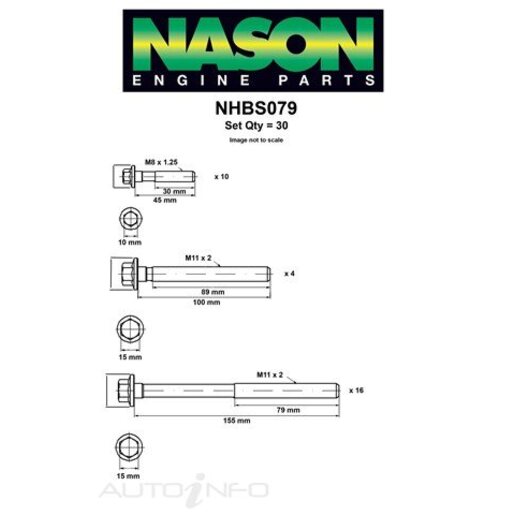 Nason Cylinder Head Bolt Set - NHBS079