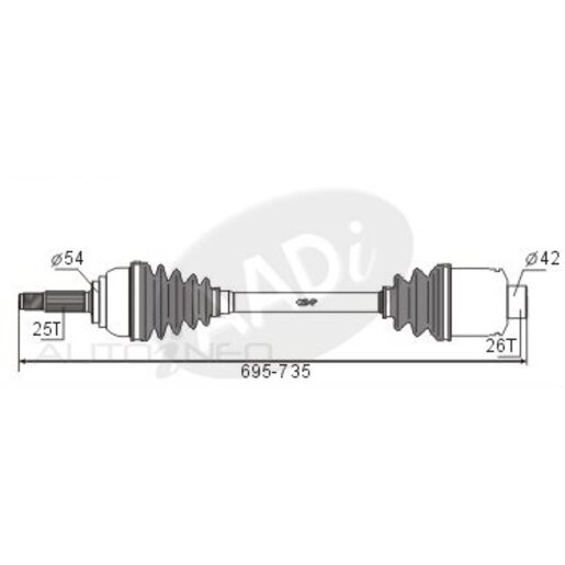 Protex Protrain - Rebrand (AADi-GSP) Drive Shaft - Transverse/CV Shaft - PSA405