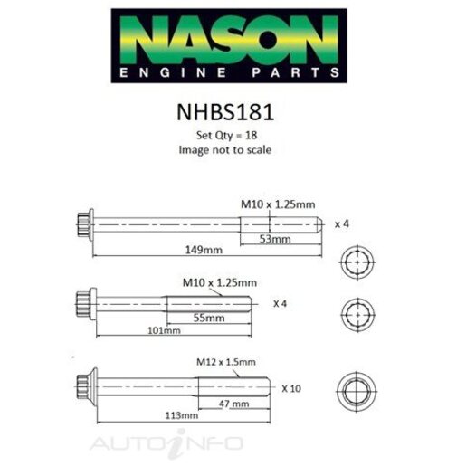 Nason Cylinder Head Bolt Set - NHBS181