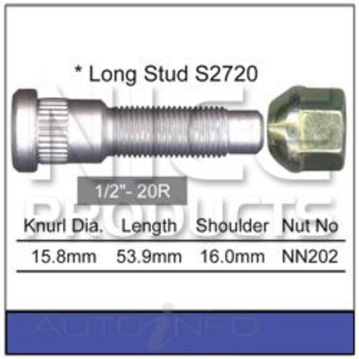 Nice Products Wheel Stud & Nut 1/2" SP42483