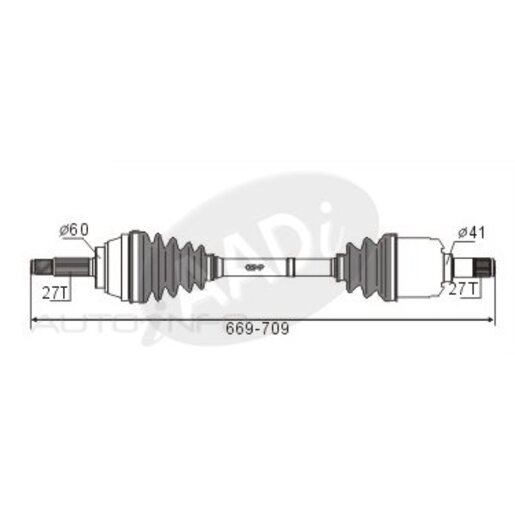 Protex Protrain - Rebrand (AADi-GSP) Drive Shaft - Transverse/CV Shaft - PSA408