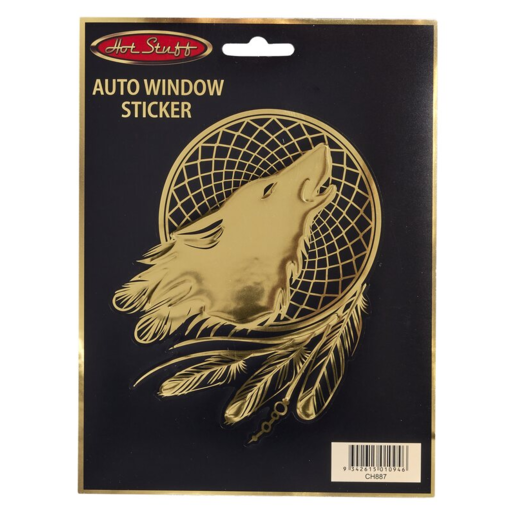 Hot Stuff Gold Wolf Dream Catcher Sticker - CH887