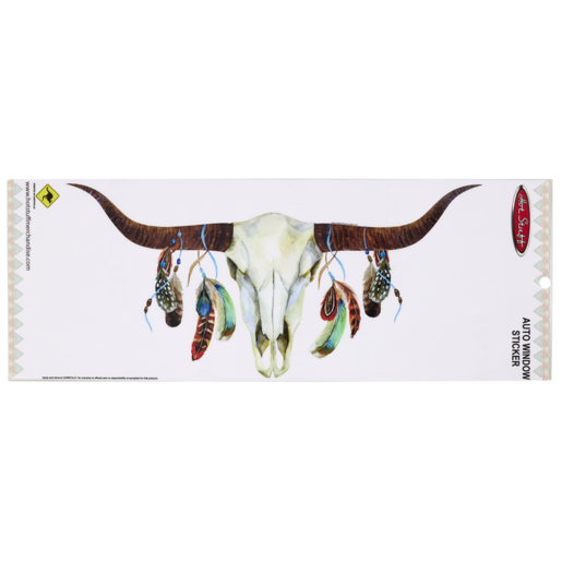 Hot Stuff Cowskull Feathers Med Sticker - SH889M