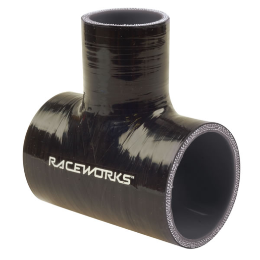 RaceWorks Hose Tee 3.00" ID1.00" Spout Black - SHT-300100BK