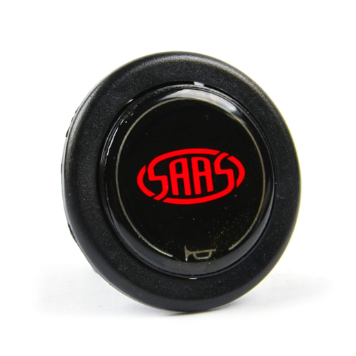 SAAS Horn Button Gloss Black complete w/Red SAAS Logo - HBB1