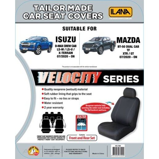 Ilana Velocity Tailor Made Seat Cover To Suit Isuzu and Mazda - VEL7200